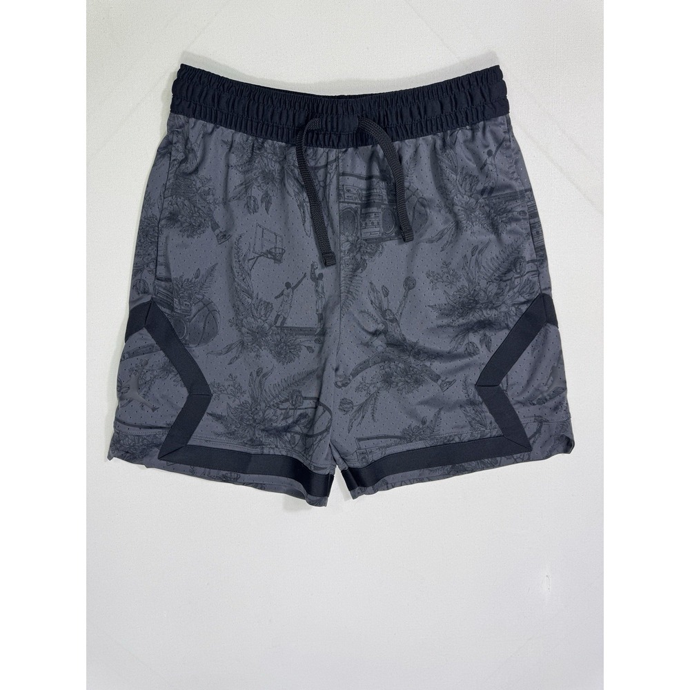 Air Jordan Sport Dri-FIT Mesh Diamond Shorts Gray Black Printed FV8614-010 Men M